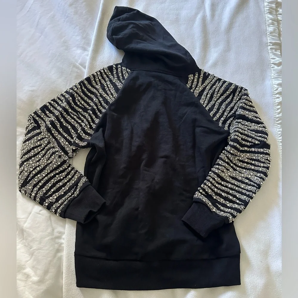 Retrofete Isa Black and Silver Sequin Women's Hoodie Top - Picture 13 of 14